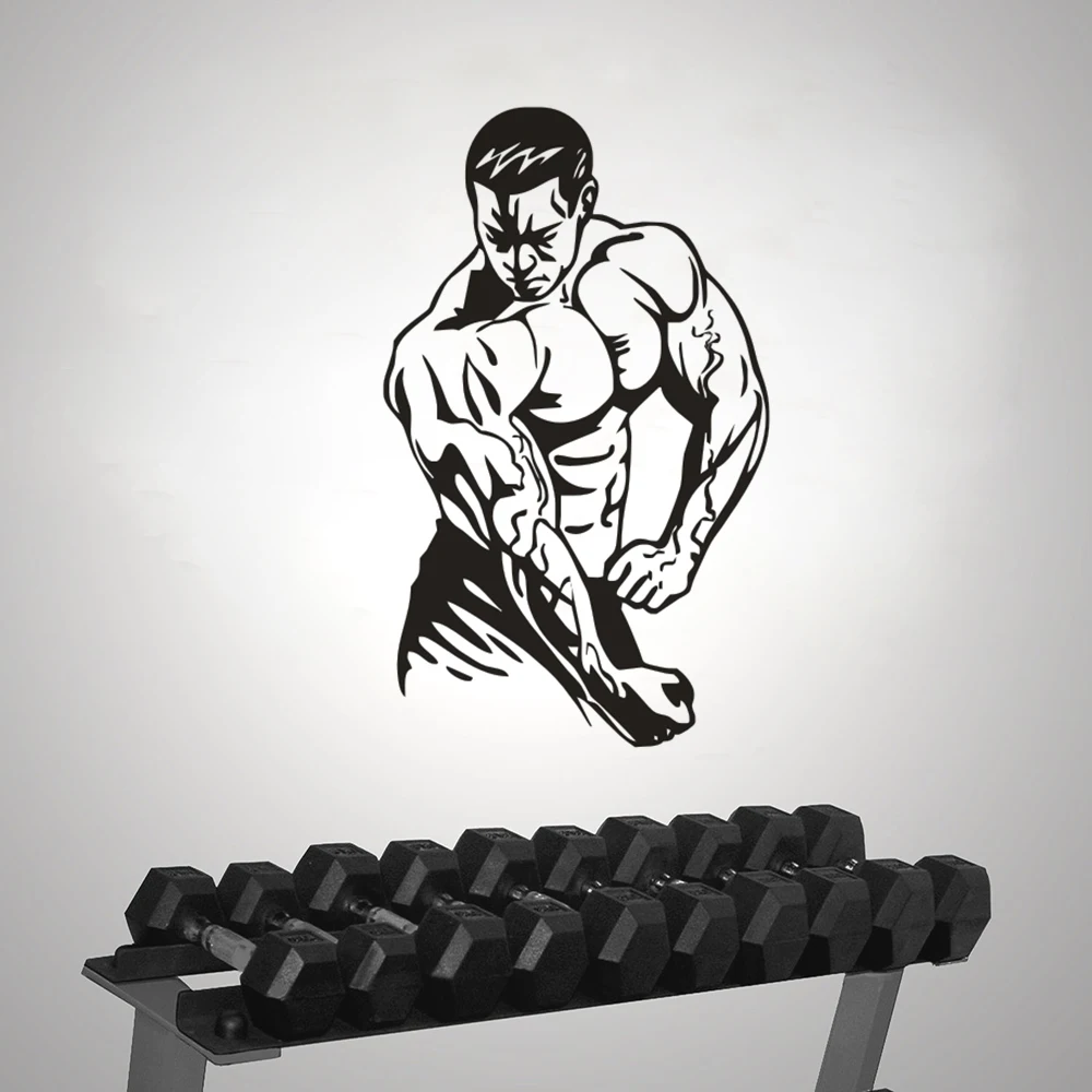 

Bodybuilding Wall Sticker Gym Sports Wall Decals Fitness Club Decoration Removable Bodybuilder Sport Man Vinyl Wall Mural AY1389