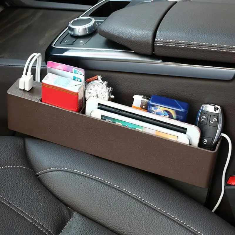 Органайзер для автомобильного сиденья, коробка с разрезом, карман для хранения телефона, держатель книг, карт, органайзер, 2USB порт, зарядное устройство, автомобильные аксессуары