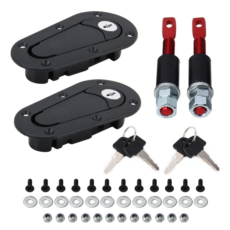 

A Pair Car Modified Hood Lock General Racing Car Cover Lock with Keys (Black)