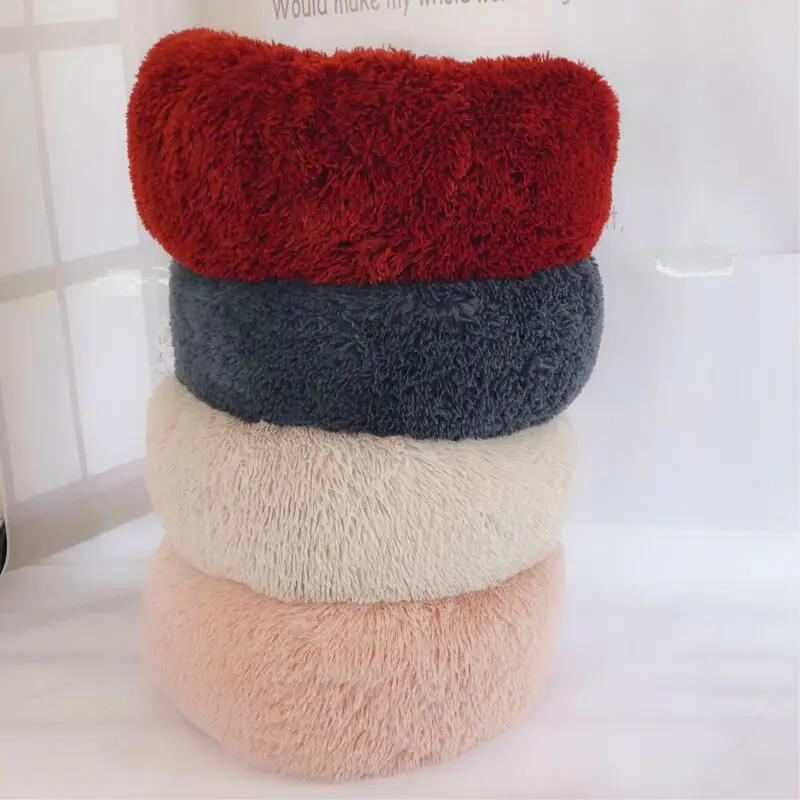 Faux Fur Round Shape Cuddler Cat Dog Bed Warm Plush Dog Puppy Mat Winter Pet Bed Fluffy Fleece Blanket House