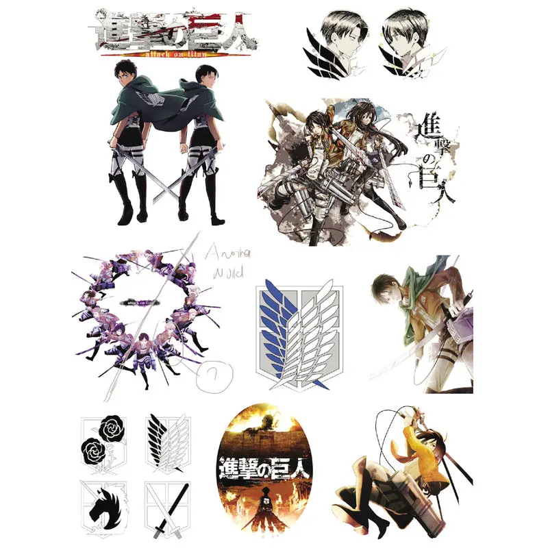 

1Set Attack on Titan Waterproof Temporary Anime Tatto Sticker for Any Part of the Body Brand Decal Stickers Toys