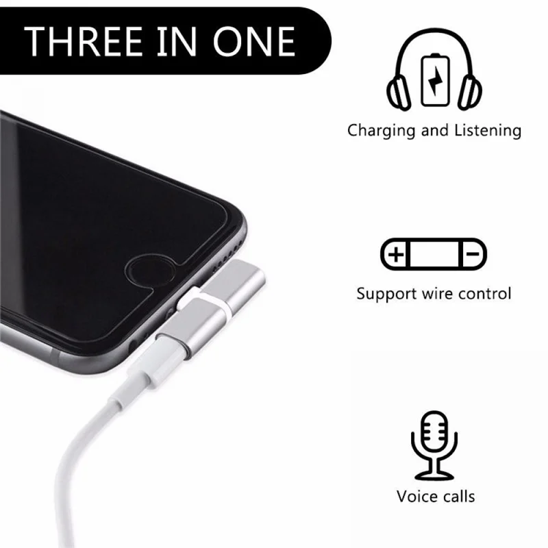 AIFFECT Mobile phone 2 in 1 Splitter For Lightning Audio Charging Adapter For iPhone 7 8 PlusX Headphone Splitter Adapter Converter 03
