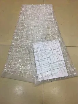 

Fashionable African net lace fabric with sequins nice French lace material UN131(5yards/lot)