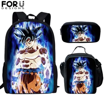

FORUDESIGNS 3 Set Kid School Bag Dragon Ball Goku Z Vegeta Super Saiyan Print Children Backpack Schoolbag For Teen Student Boys