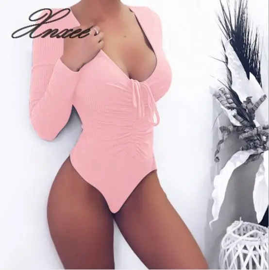 2019 explosion models spring and summer supply long-sleeved deep V straps jumpsuit slim bodysuit women 2019 explosion models spring and summer supply long-sleeved deep V straps jumpsuit slim bodysuit women