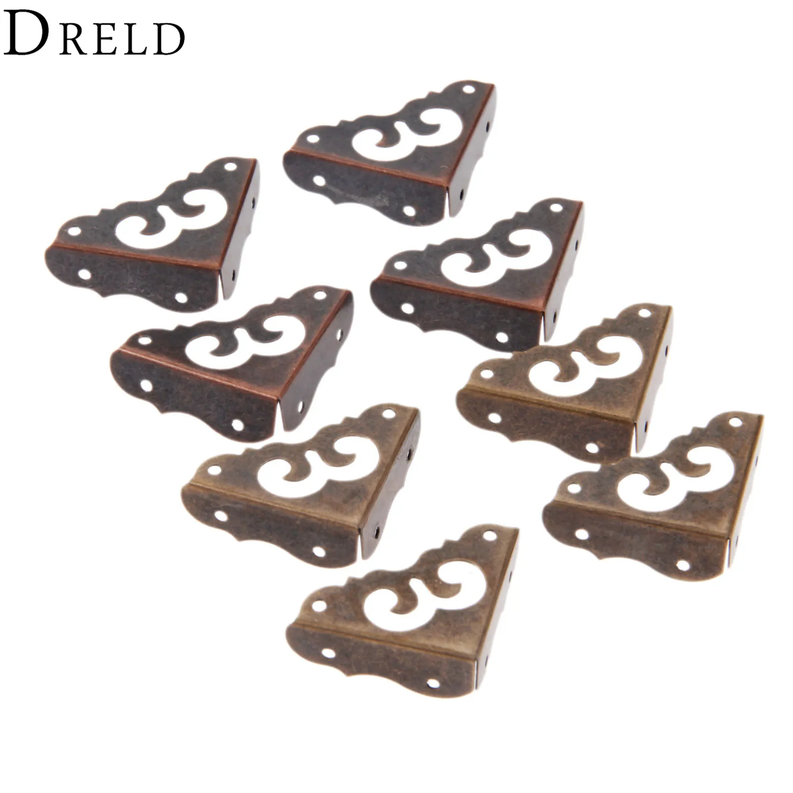 

DRELD 4Pcs Antique Corner Bracket for Furniture Decor Jewelry Box Decorative Feet Leg Corner Protector Furniture Fittings 31mm