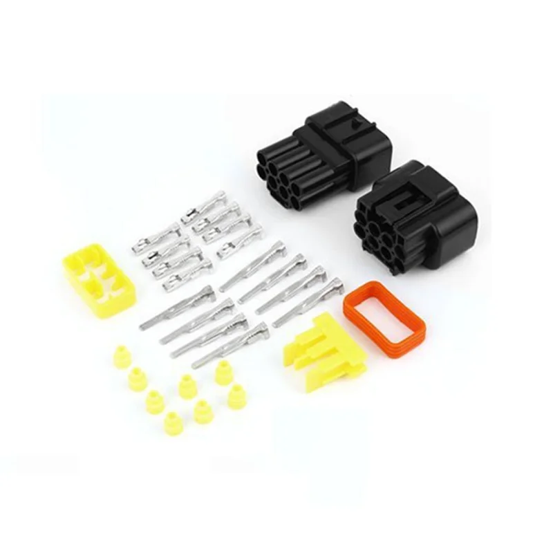 

Cable Connector Plug in 8 Pins Waterproof Electrical Sets Car HID 5Pcs Black+Yellow