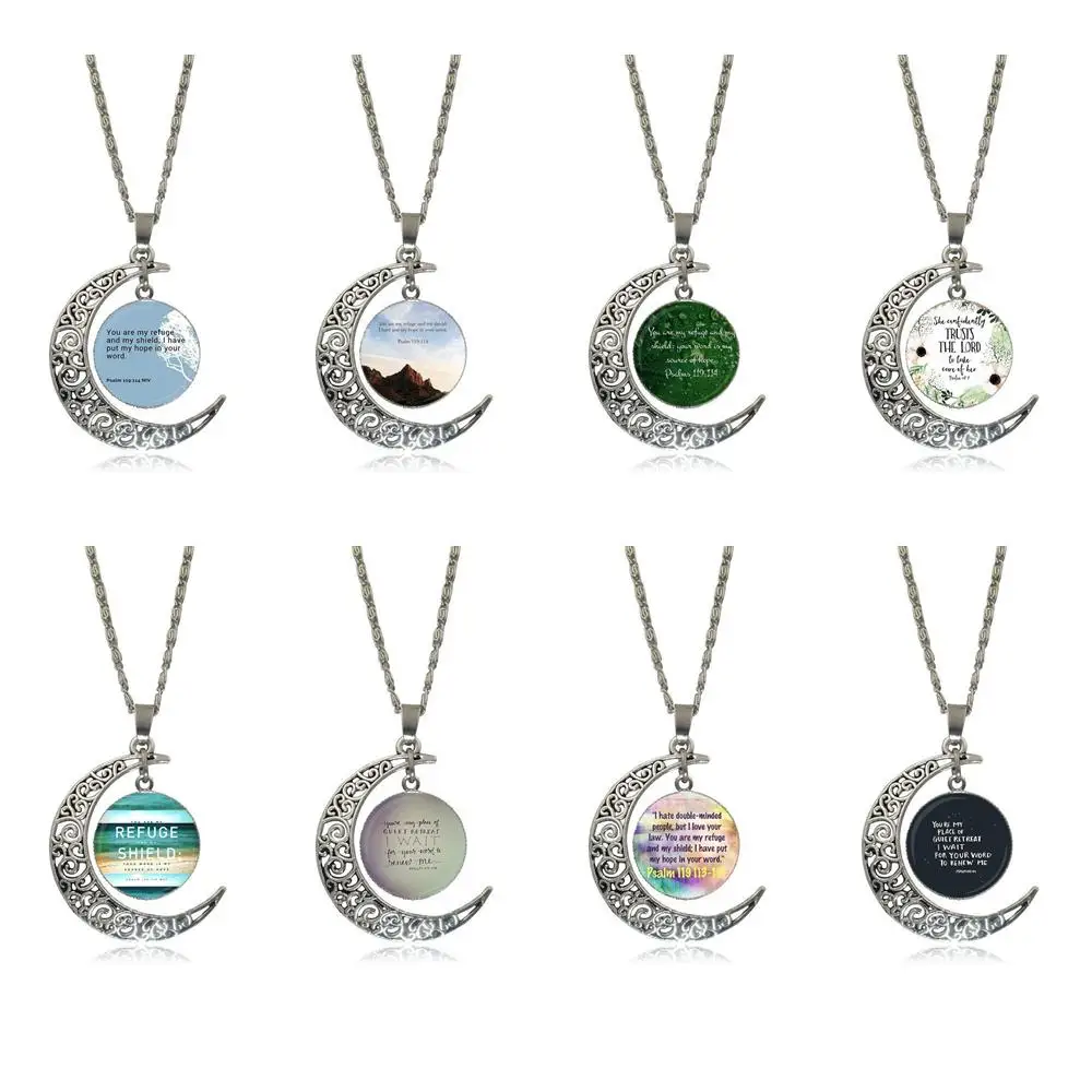 EJ Glaze For Women Jewellery You Are My Refuge And Shield Glass Cabochon Pendant Necklace Fashion | Украшения и аксессуары