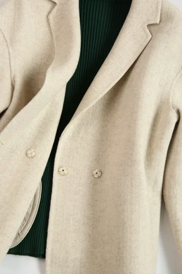Titotato/Новинка года, Женское зимнее пальто, короткое двустороннее шерстяное солидное пальто с узором в елочку, теплая куртка на весну и осень