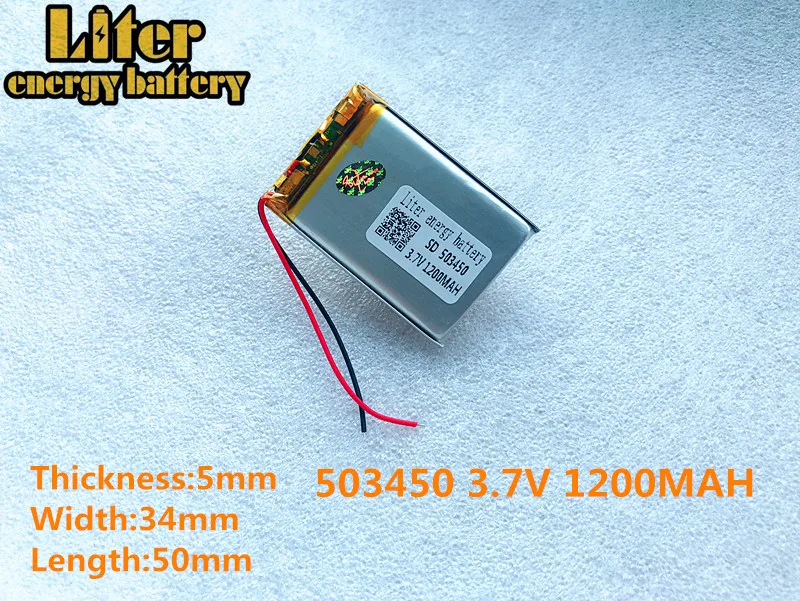 

best battery brand new GPS 503450 1200mah lithium-ion polymer battery 3.7V MP3/4 navigation intelligent water mete