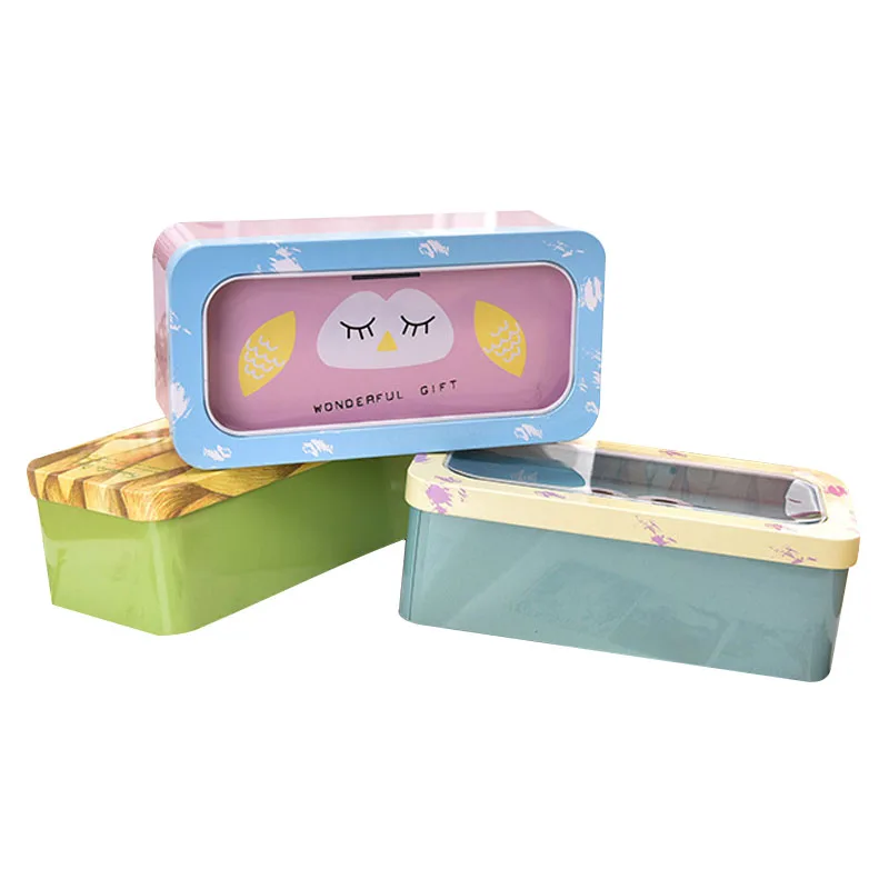 1 Pcs Creative Cartoon desktop stationery case lovely metal pencil case cute storage box makeup box home school office supplies