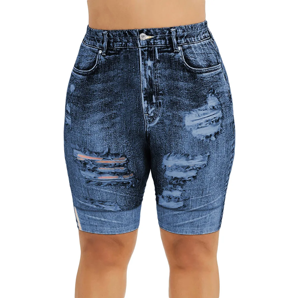 

ROSE GAL Plus Size Mini leggins Shorts Women Summer Sexy Print 3D Elastic High Waist Jeans Short Fashion Female Denim Trouser