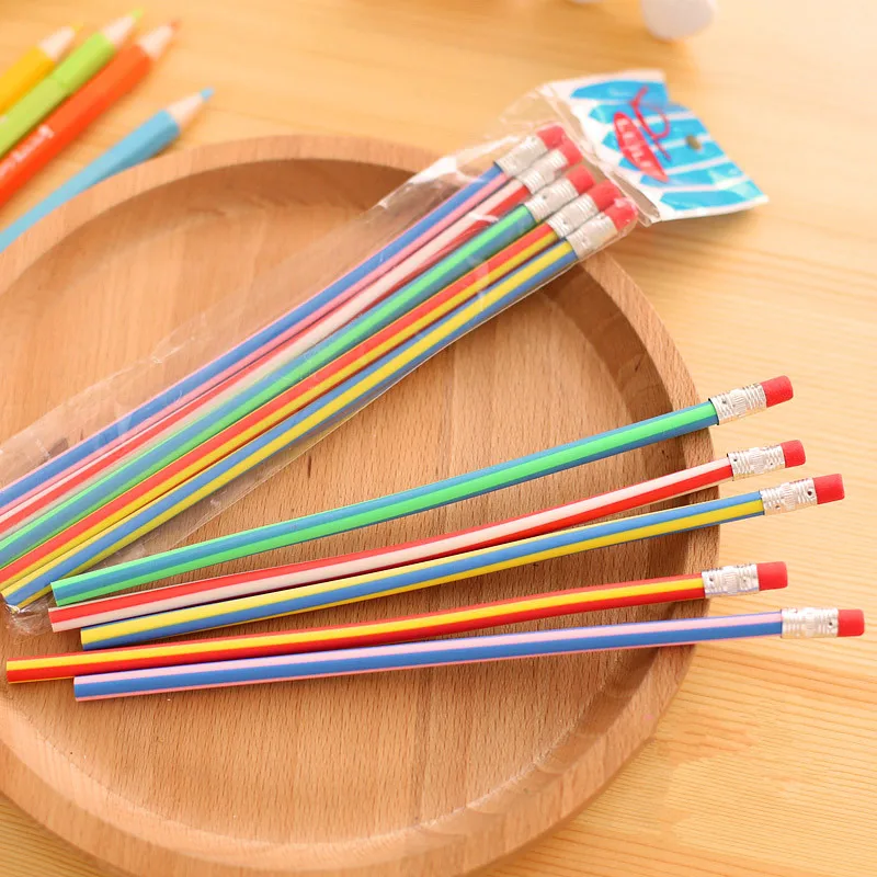 

60pcs/lot Cute Colorful Magic Bendy Flexible Soft Pencil with Eraser chool Stationary Office Suppliers wholesale