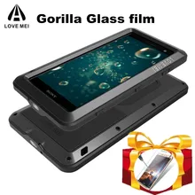 film gift) Love Mei Metal Aluminum Dirt Waterproof Powerful Case For Sony Xperia XZ2 H8216 H8266 H8296 Dual Sim Shockproof capa