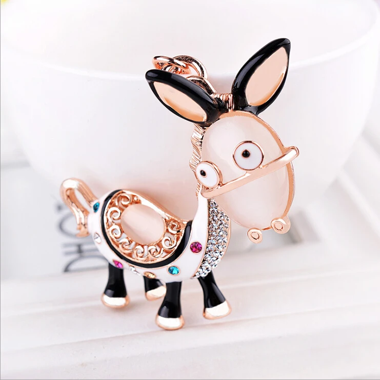 Creative Rhinestone Effendi Donkey Key Chain Animal Keychains Novelty