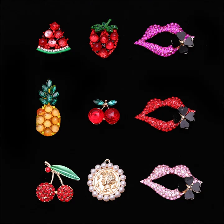2  Alloy Lipstick Red Lips Fruit Cherry For Mobile Phone Shell Diy Jewelry Accessories Handmade Necklace Bracelet Jewelry Marking