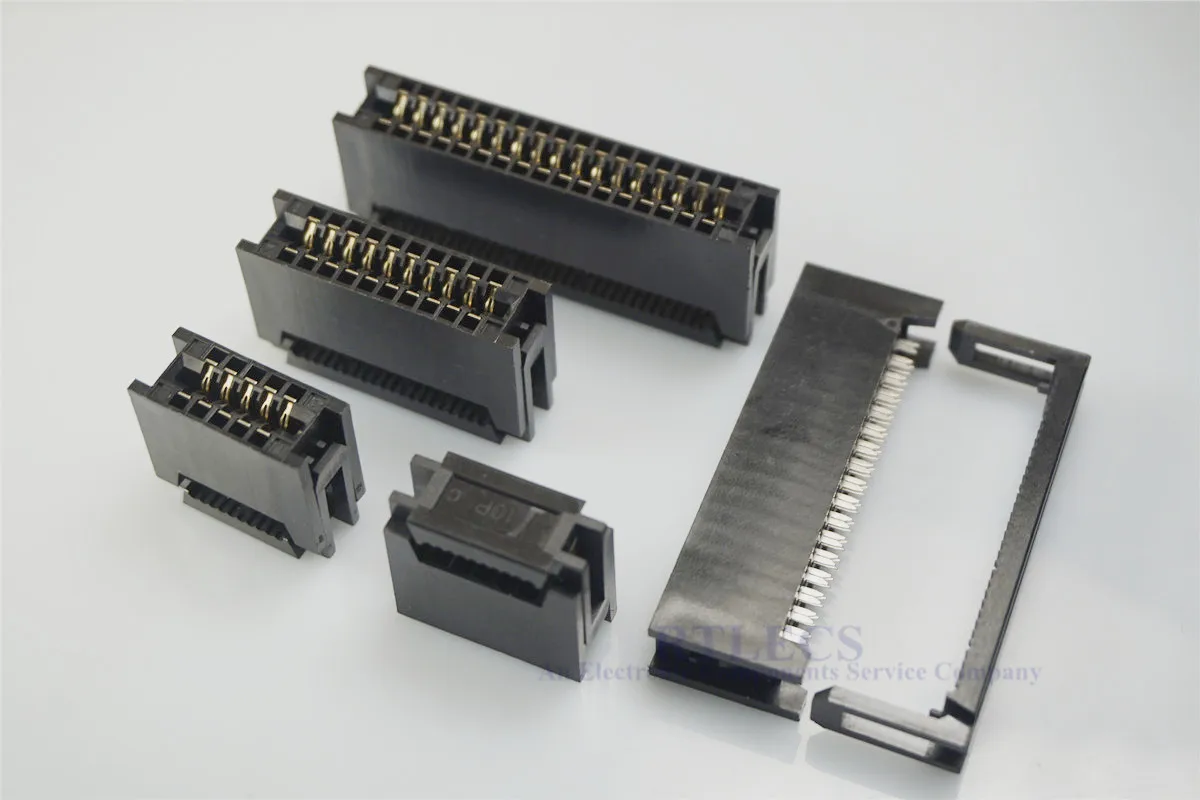 

200 Pcs 2.54 mm Pitch Edge Card Connector IDC Type Slot 10 14 16 20 24 26 30 34 40 50 60 64 Pin PCB Gold Finger Board Socket