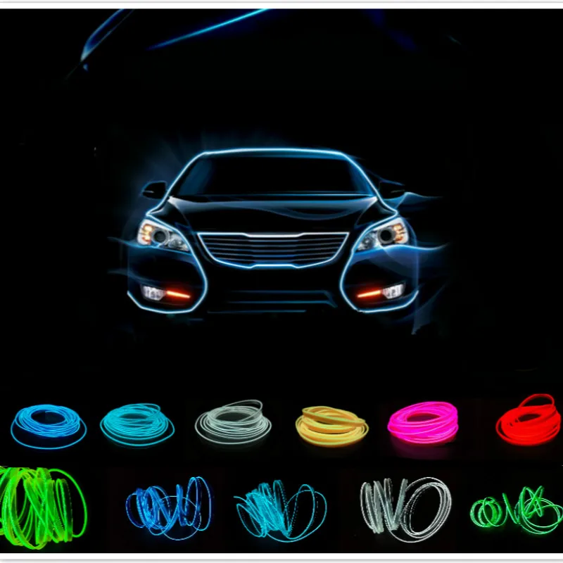JURUS 5 метров автомобильное Внутреннее освещение авто светодиодная лента EL Wire Rope