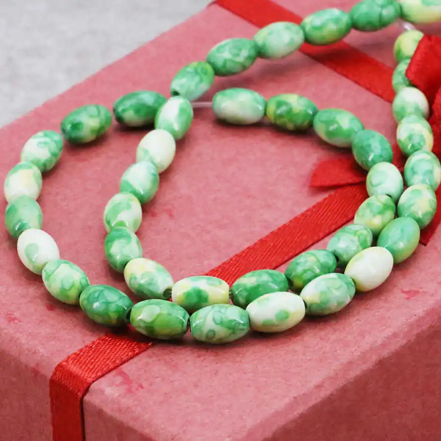 Oval Shape 6x8mm Semi precious Riverstones Loose DIY Beads Rain Flower