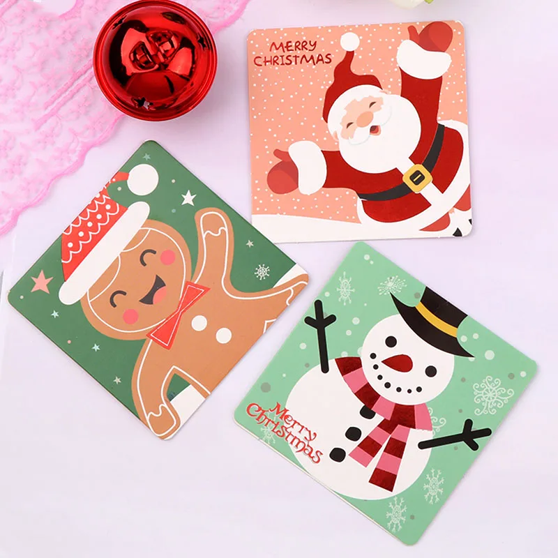 

Mini Santa Claus Merry Christmas Tree Paper Greeting Postcards Wishes Craft DIY Kids Festival Greet Cards Gift Kawaii Stationery