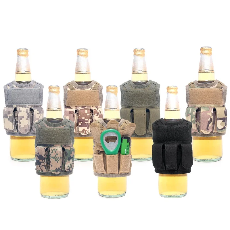 

Military Miniature Molle Vest Personal Bottle With EDC tool Pouch Adjustable Shoulder Strap Tactical Beer Bottle Cover Bag