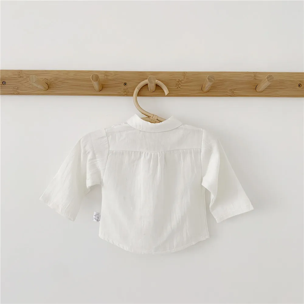 New Gentleman Long Sleeve Baby Clothes White Girls Shirts Turn-down Collar Baby Girls Shirt Cotton Baby Blouse