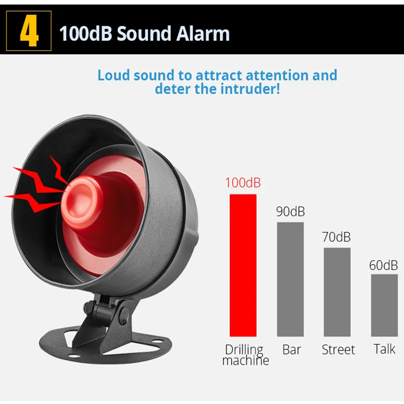 KERUI 100dB inalámbrico Local sirena altavoz sistema de alarma antirrobo 433 MHz hogar Detector de movimiento Kits de protección