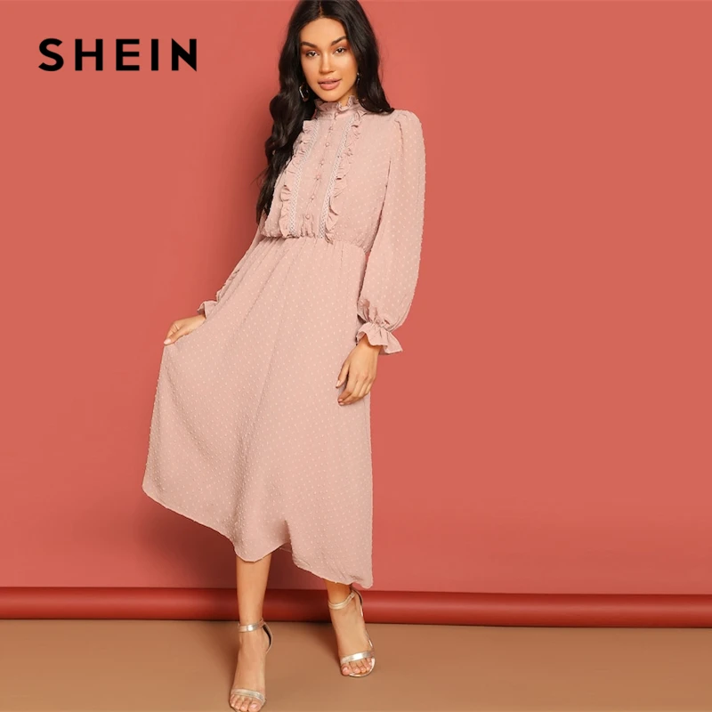 shein long sleeve midi dress