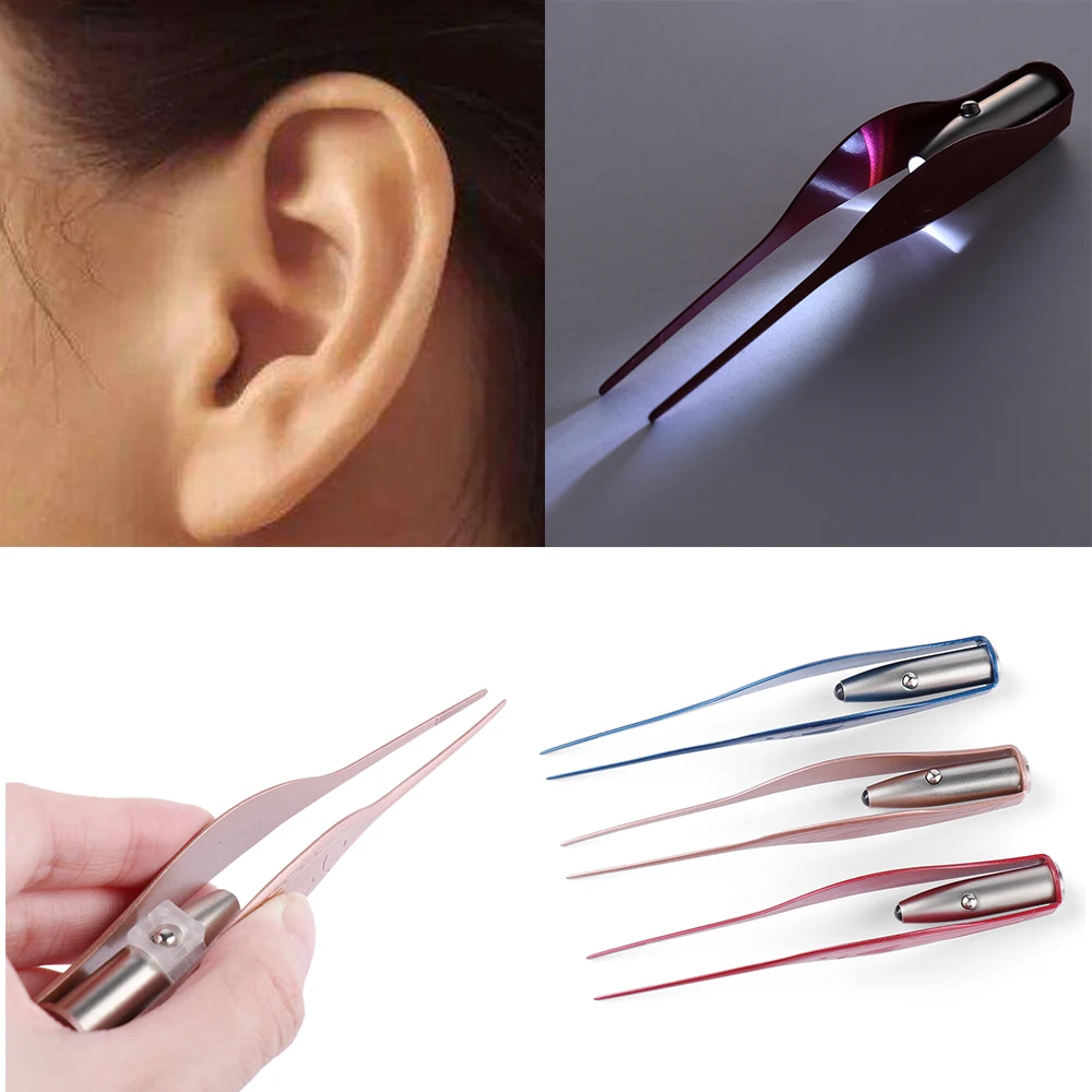 LED Flashlight Earpick Ear Wax Removal Child Ear Cleaner Tweezers