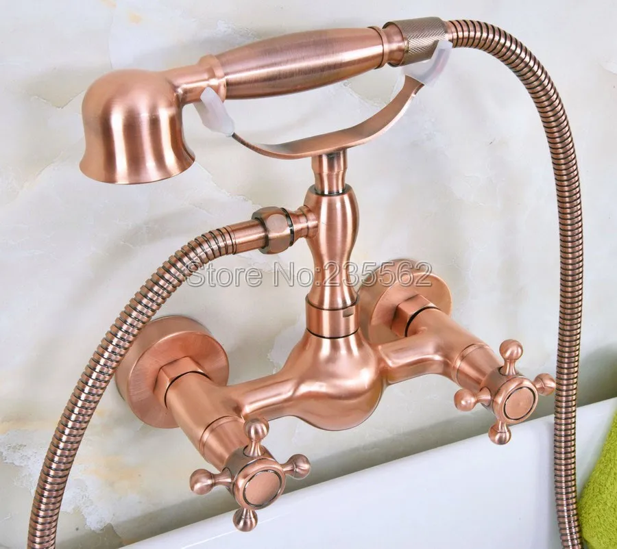 

Red Copper Bath Shower Faucets With Hand Sprayer Shower Head Bathroom Tap lna334