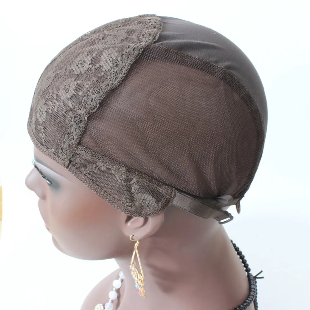 DHL 20 шт. коричневый цвет Best качество еврейского парик колпачок для изготовления сетки стрейч Регулируемый Бретели для нижнего белья сзади