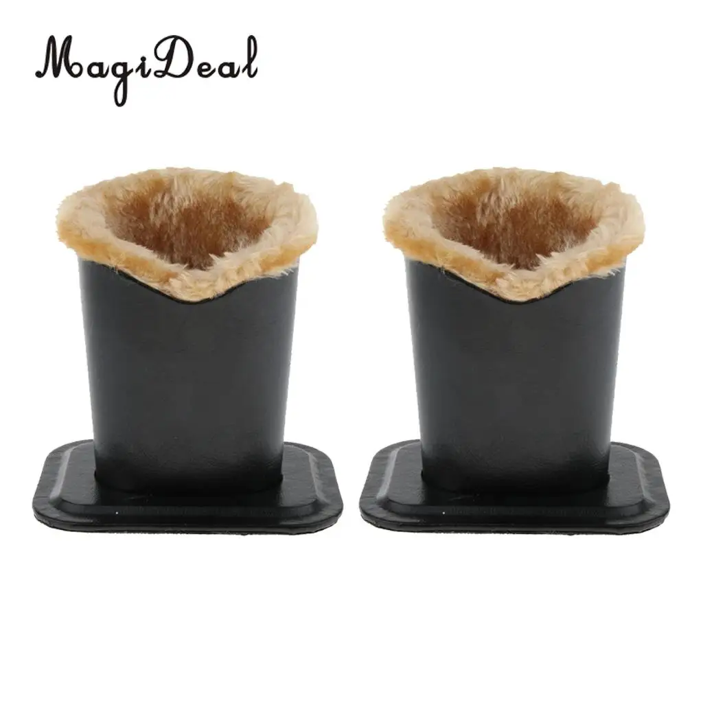 2Pcs Tan Plush Lined PU Eyeglasses Holder Stand Glasses Protective Case Pen Holder Anti-Scratch