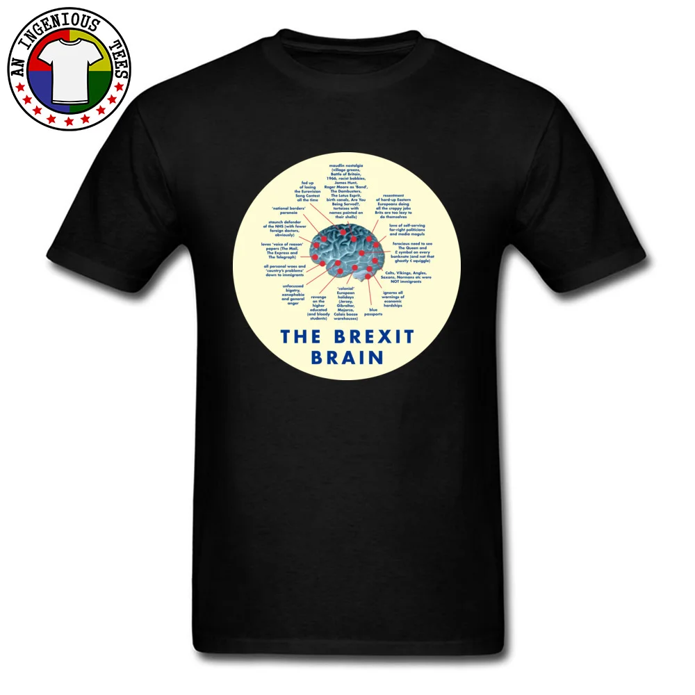 Group Cotton Fabric Tops Shirts for Men Hip hop Top T-shirts Summer Company Round Neck Sweatshirts Short Sleeve THE BREXIT BRAIN WHAT IT THINKS AND OBSESSES ABOUT black