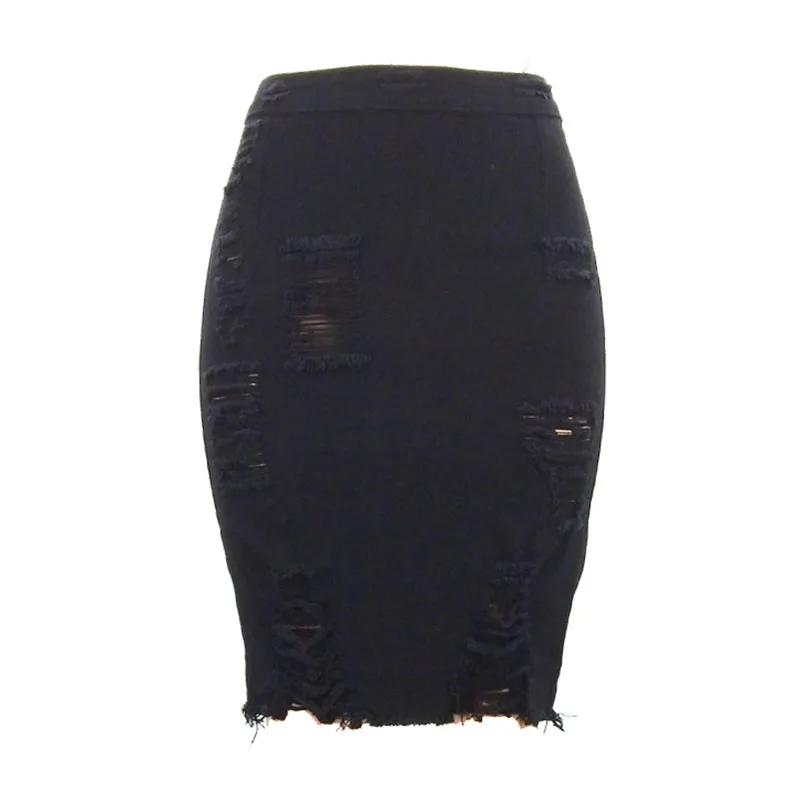 Джинсовая юбка,юбка джинс черная женские,летний высокой талией ЮБКА,сексуально Мода рваные короткие юбки,CHRLEISURE,джинсы для женщин - Цвет: black