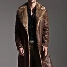 Коричневое теплое пальто из искусственного лисьего меха с кроличьим мехом, мужская кожаная куртка, мужское пальто с ворсом, зимняя свободная теплая одежда с обеих сторон, верхняя одежда