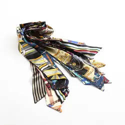 Дешевый женщин женская головная повязка шелковый шарф, модный шарф волос лямка для сумки украшенный галстук многофункциональный ручной
