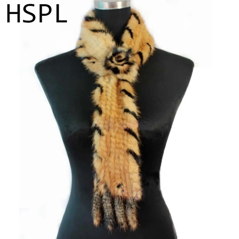 Hspl шарф Для женщин CDS013 вязаная мода норки шарф с цветком для Для женщин зимой многоцветный мех шаль галстук меховой шарф