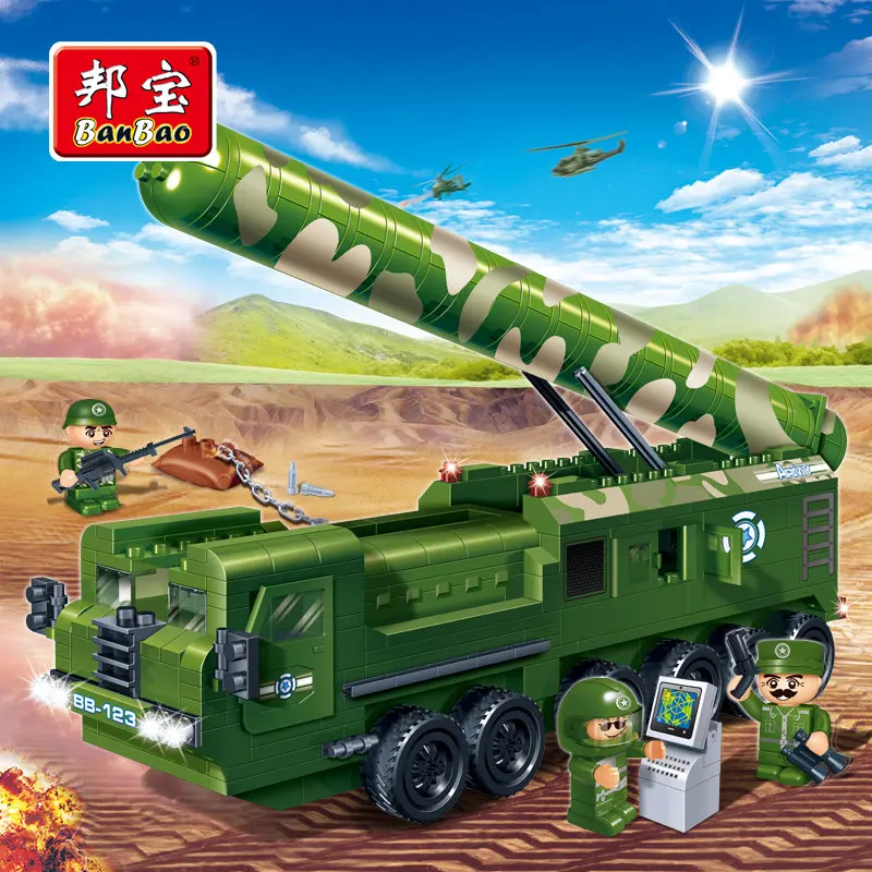 

BanBao Military Educational Building Blocks Toy For Children Gifts Missile Vehicel Soldier Weapon Stickers Compatible Legoe