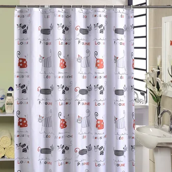 

Cartoon Cat Bath Curtains Bathroom Waterproof Shower Curtain Bathtub Bathing Cover Extra Large Wide 12 Hooks rideau de douche