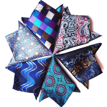 

Wholesale 25x25 cm Gentlemen 2400 Strands High Quality Woven Pocket Square Geometric Paisley Pattern Handkerchief for Wedding