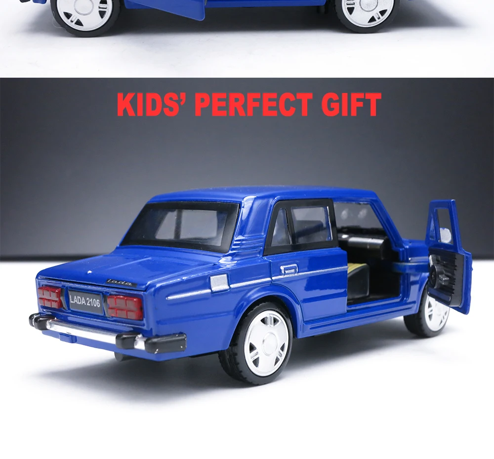 Российский ВАЗ модель автомобиля, 1: 32 масштаб Lada литой автомобиль, сплав игрушки для детей мальчиков, металлическая модель со звуком/светом/функция оттягивания