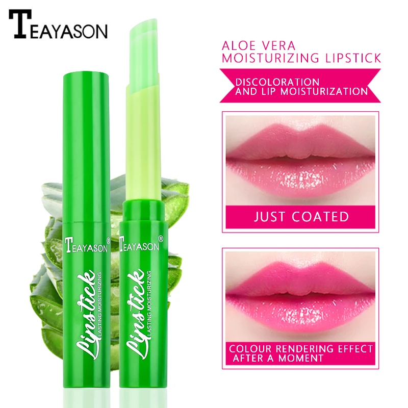 Aloe Lip Gloss Lipstick Temperature Color Change Lip Balm Moisturizing Lipstick Lasting Nourish Protect Lips Care Makeup TSLM2