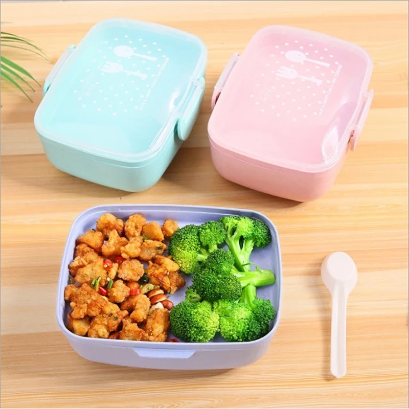 ONEUP BPA Бесплатный Ланч бокс мультяшный экологичный Бенто с ложкой портативный