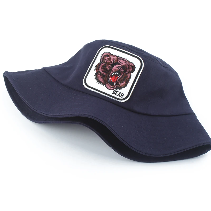 Bear Animal Bucket Hats Mens Panama Black White Bucket Hat Outdoor Cotton Fishing Hat For Men Women Harajuku Korean Hat