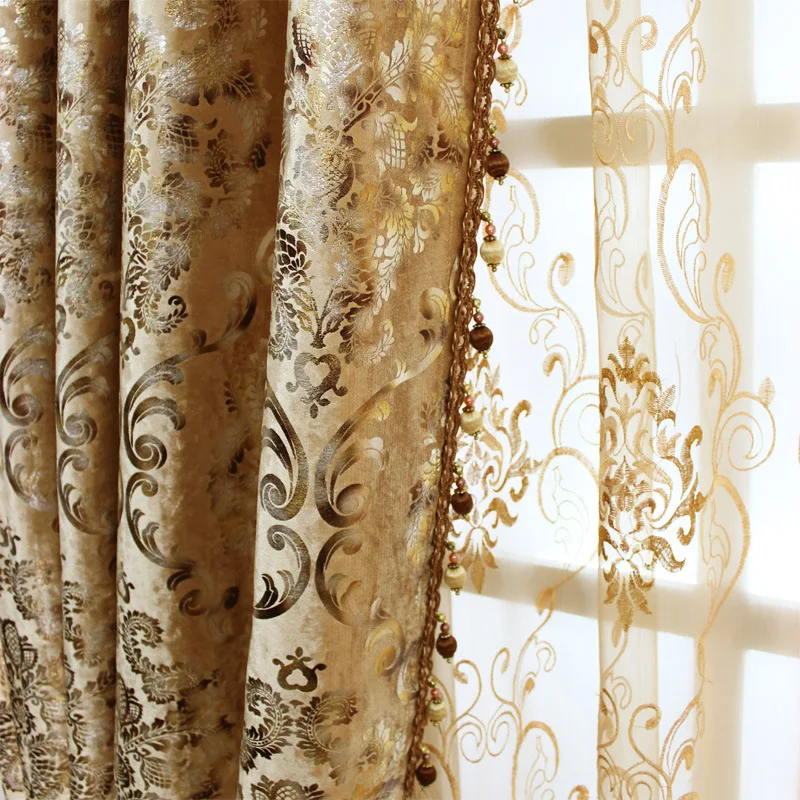

Bedroom European Curtains for The Living Room Window Shading Bronzing Cloth of Dining Key-2 Luxury Style Flannelette