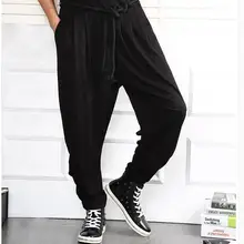 Мужская одежда шаровары свободные обтягивающие штаны большого шагового шва брюки размера плюс костюмы певицы хит Весна и лето