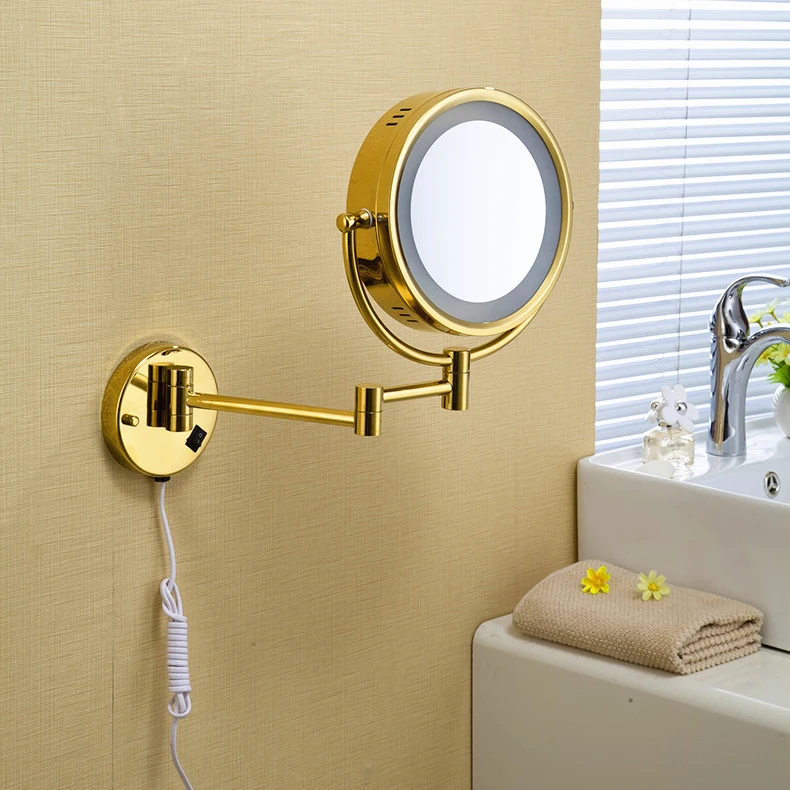 owofan bath mirrors 9 inch brass 1:3 magnifying wall round led