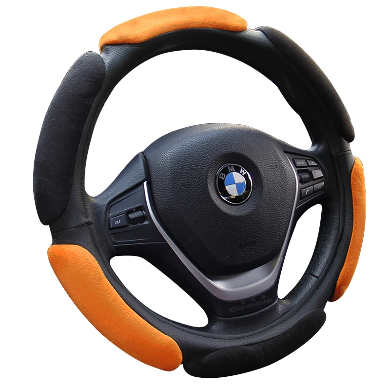 

KKYSYELVA 10 colors Universal 38cm Car steering wheel cover Suede Anti-slip Soft Sport Auto wheel covers Interior Accessories