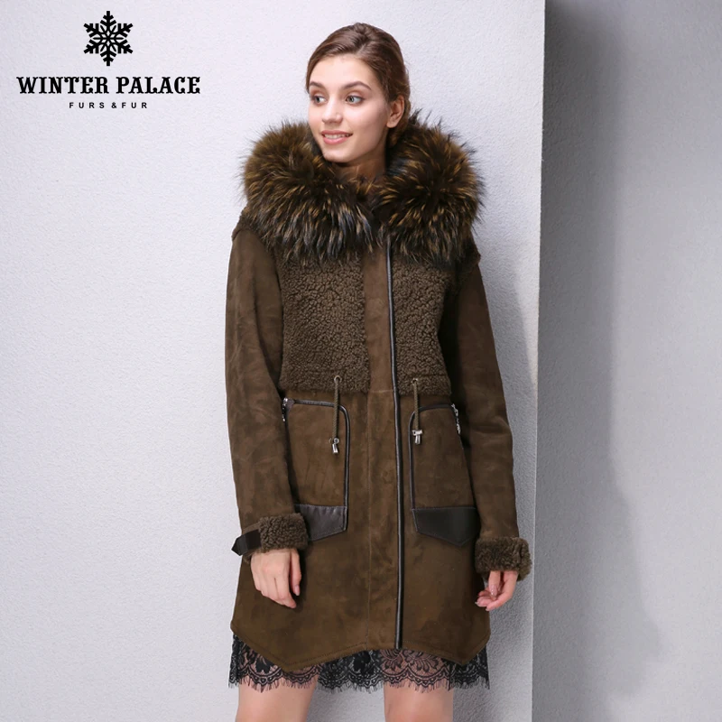 2017 Best selling fashion coats Genuine Leather Mandarin Collar Warm white fur coat Young women