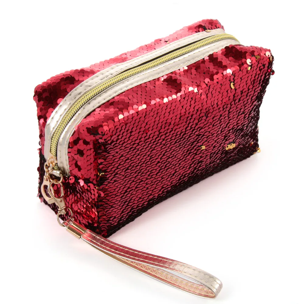 New Fashion Women's Mermaid Sequins Makeup Bag Pouch Girls Glitter Cosmetic Bags Sequins Handbag Travel Storage Zipper Bags